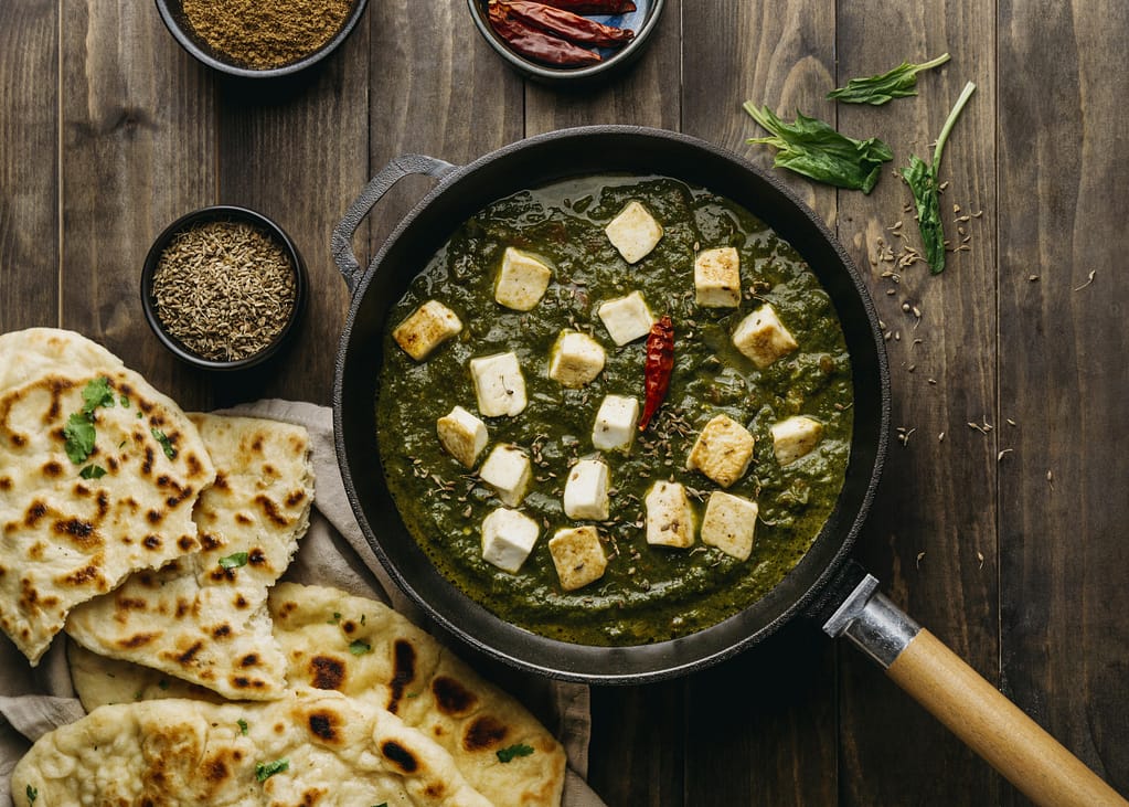 Creamy homemade Palak Paneer cooked with fresh spinach and soft paneer cubes in a flavorful gravy
