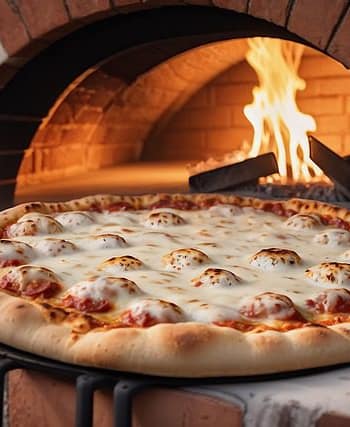 Hot Tandoori Chicken Pizza fresh from the oven with melted cheese and spicy chicken toppings