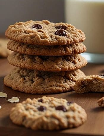 Chocolate chip cookie dough being mixed in a bowl with visible chocolate chips.