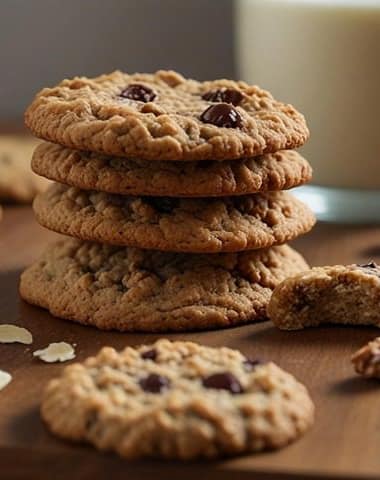 Chocolate chip cookie dough being mixed in a bowl with visible chocolate chips.