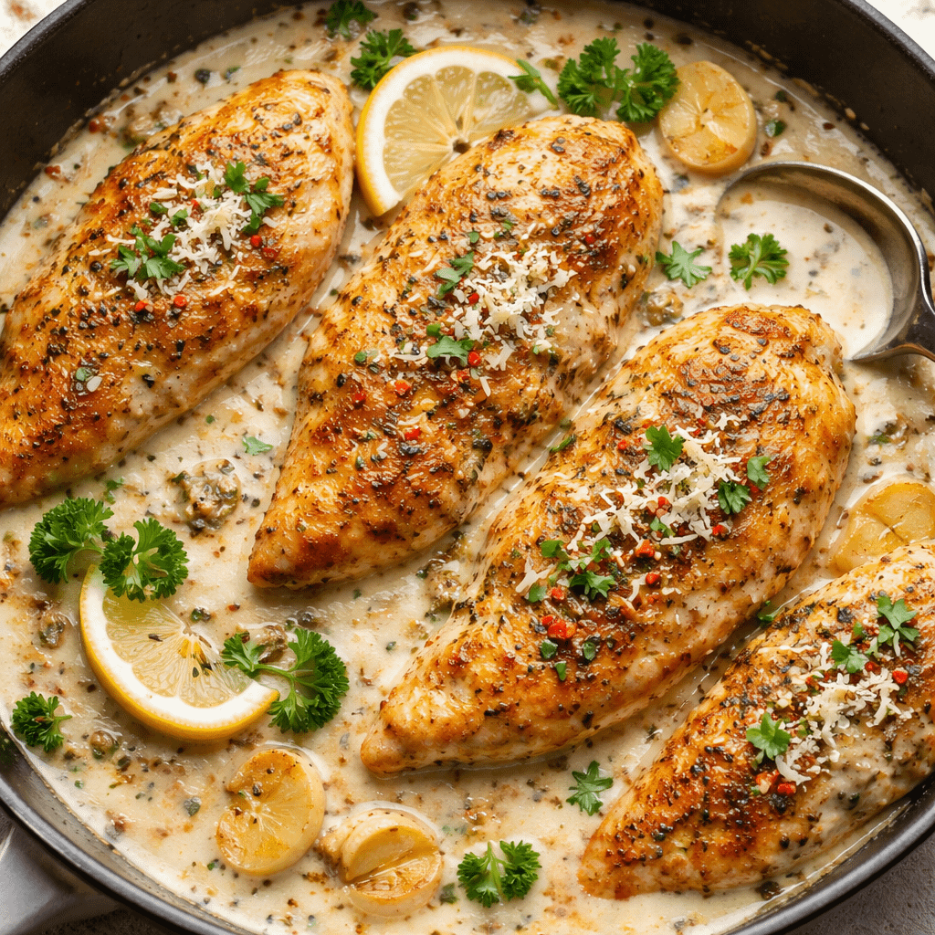 White chicken chilli simmering in a pot with beans and tender chicken in creamy broth.